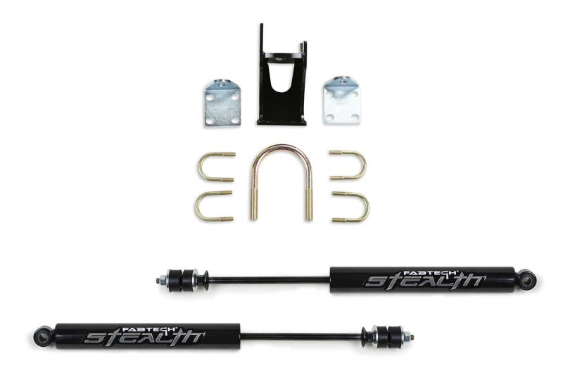 Fabtech 05-21 Ford F250/350 4WD Dual Stealth Steering Stabilizer Kit - Opposing Style Fabtech Steering Stabilizer AXOPROS