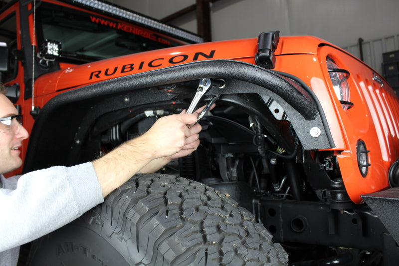 Fishbone Offroad 07-18 Jeep Wrangler Front/Rear Tube Fenders - Aluminum Blk Txtrd Pwdrcoat(Set Of 4) Fishbone Offroad Fenders AXOPROS