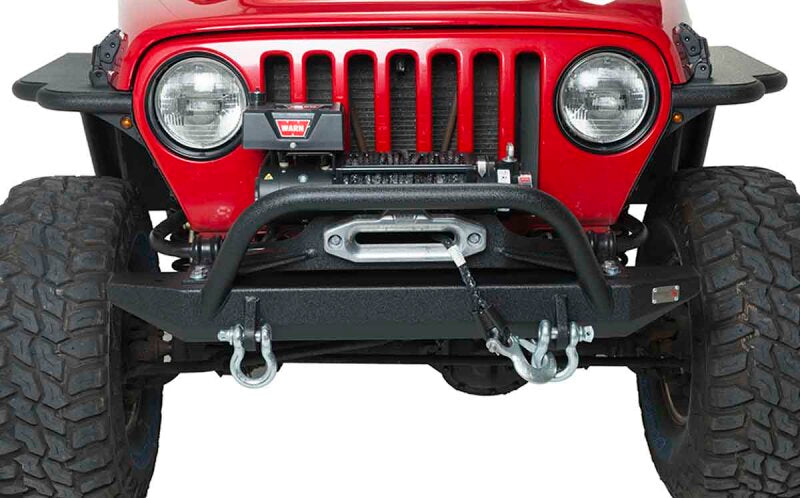 Fishbone Offroad 97-06 Jeep Wrangler TJ Rubicon Front Bumper W/Winch Guard - Blk Textured Powdercoat Fishbone Offroad Bumpers - Steel AXOPROS