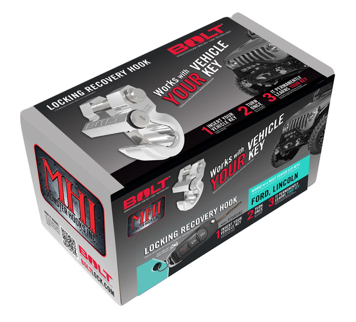 Ford Center Cut Locking Recovery Hook BOLT Tow Hook  AXOPROS