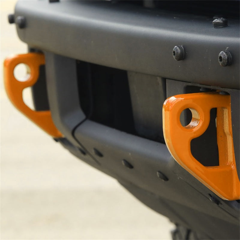 Ford Racing 2021+ Bronco Front Bumper Tow Hooks - Orange (Pair) Ford Racing Tow Hooks AXOPROS