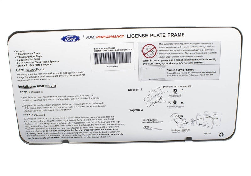 Ford Racing Stainless Steel Ford Performance License Plate Frame Ford Racing License Frame  AXOPROS
