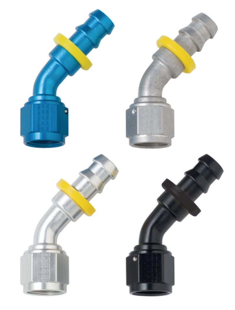 Fragola -6AN Push-Lite End 45 Degree - Black Fragola Fittings AXOPROS