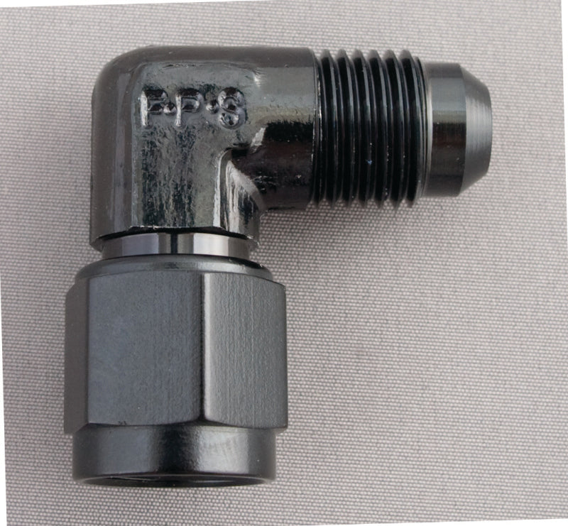 Fragola -8AN Female - Male Flare 90 Degree - Black Fragola Fittings AXOPROS