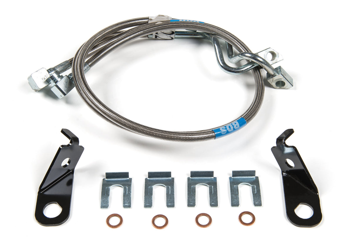 Front Brake Line Set - Stainless Steel - Fits 4-8 Inch Lift - Ford F250/F350 Super Duty (11-15) 4WD BDS Suspension Brake Hydraulic Hose Kit  AXOPROS