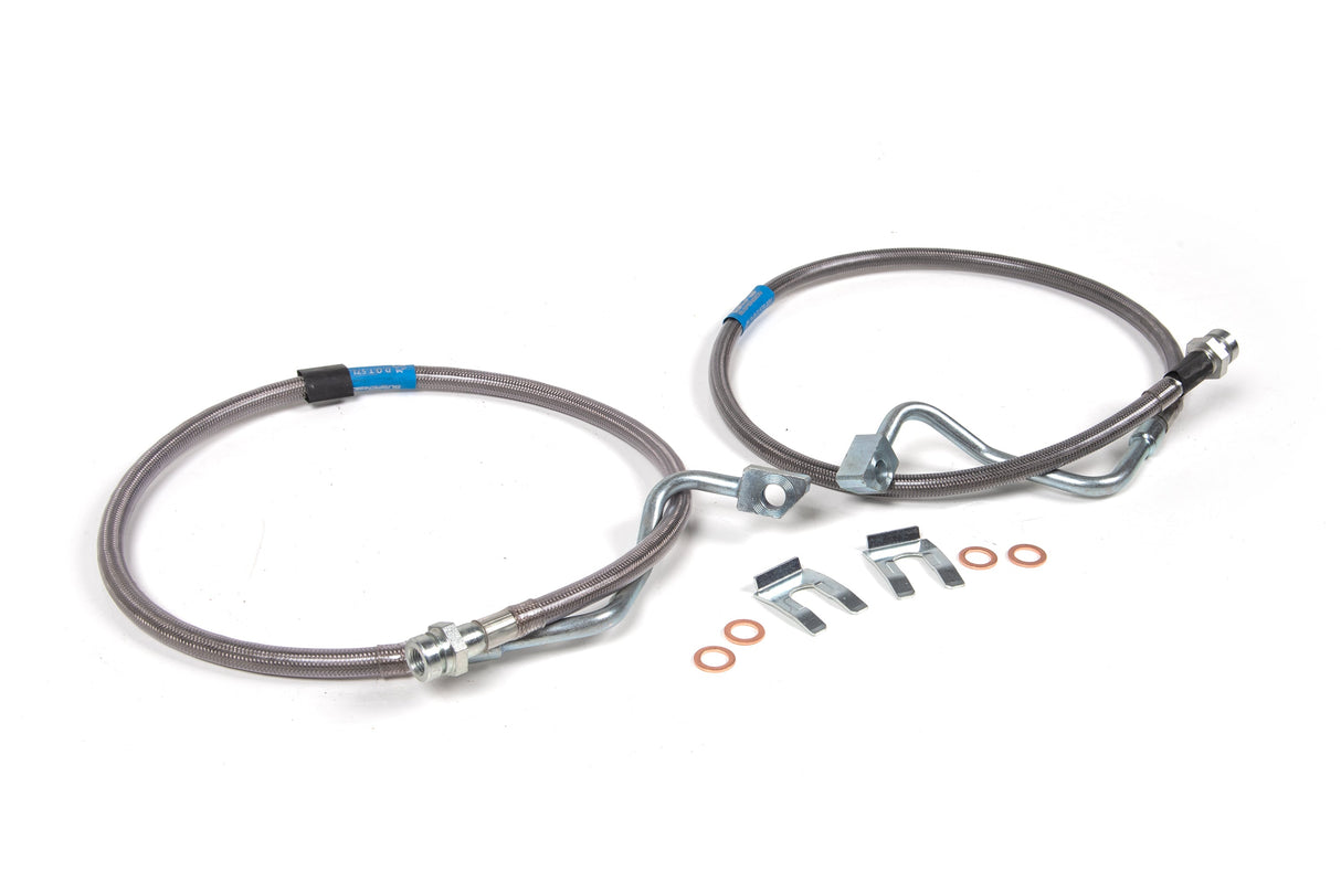 Front Brake Line Set - Stainless Steel - Fits 6-8 Inch Lift - Ford F250/F350 Super Duty (08-10) 4WD BDS Suspension Brake Hydraulic Hose Kit  AXOPROS