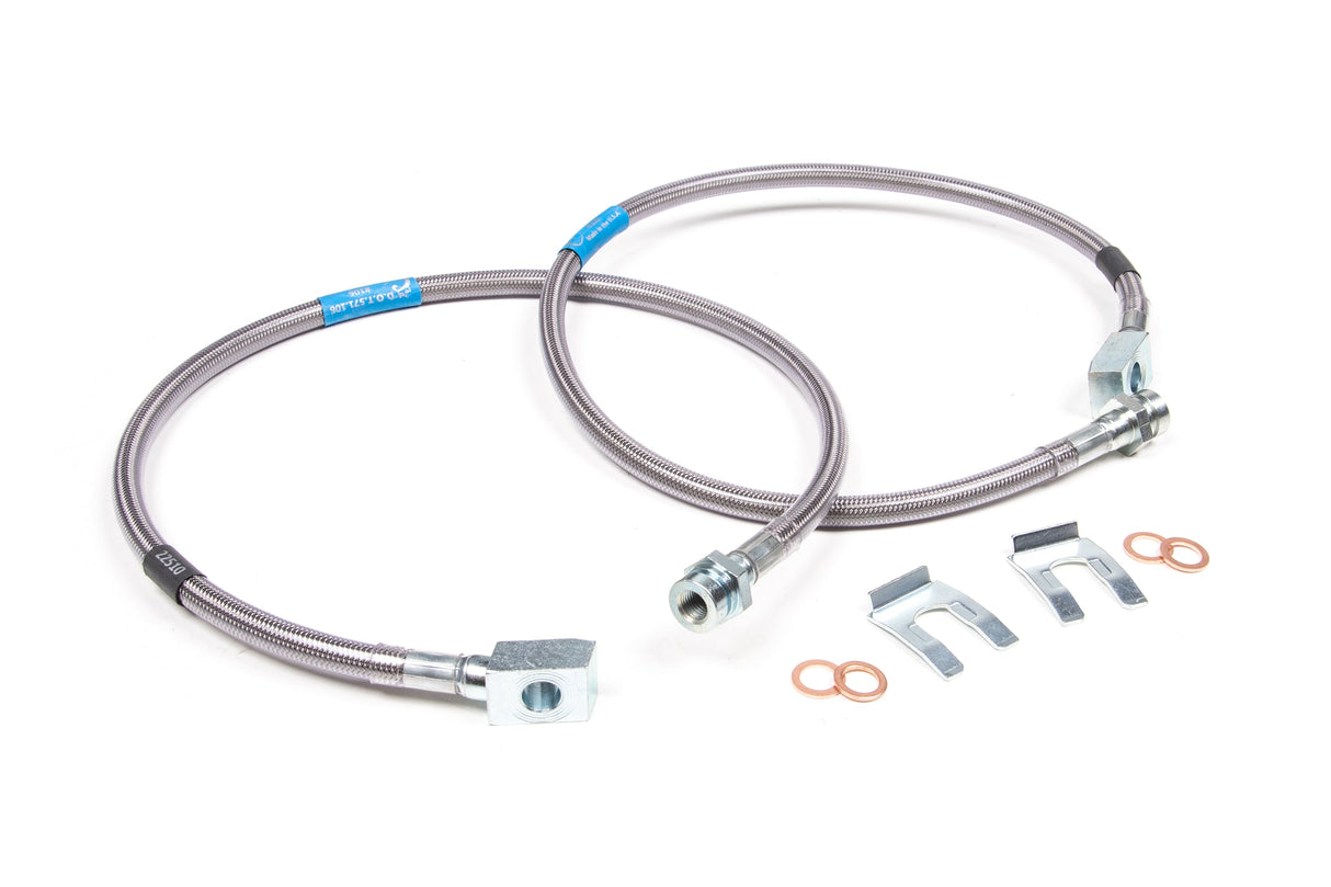 Front Brake Line Set - Stainless Steel - Fits 6 Inch Lift - Chevy/GMC Truck And SUV (88-98) BDS Suspension Brake Hydraulic Hose Kit  AXOPROS