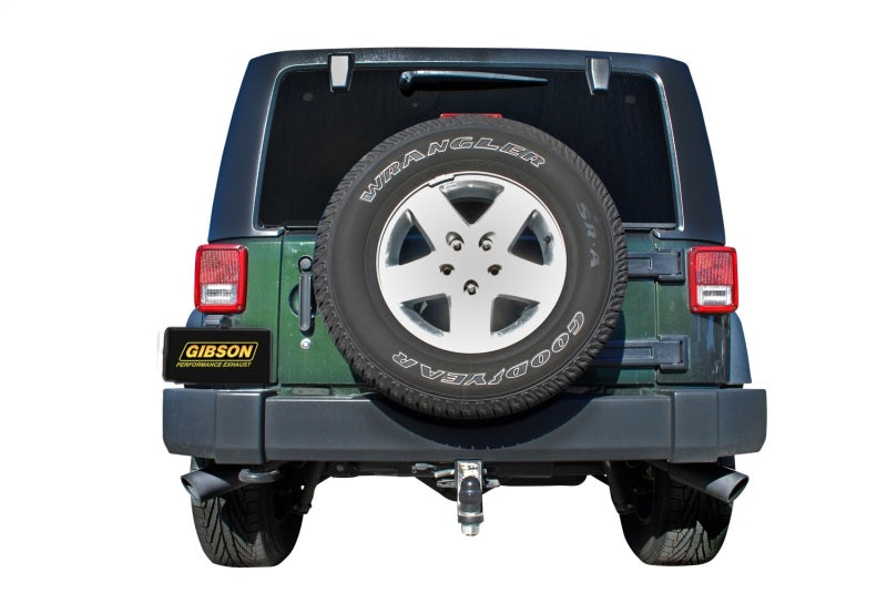Gibson 07-17 Jeep Wrangler JK Sport 3.8L 2.5in Cat-Back Dual Extreme Exhaust - Black Elite (Ceramic) Gibson Catback AXOPROS