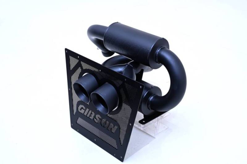 Gibson 2024 Cam-Am Maverick R 4in. T304 Stainless Round Dual Wall Slash-Cut Tip - Black Ceramic Gibson X Pipes AXOPROS
