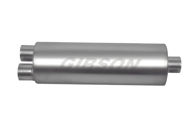 Gibson SFT Superflow Dual/Center Round Muffler - 8x24in/3in Inlet/4in Outlet - Stainless Gibson Muffler AXOPROS