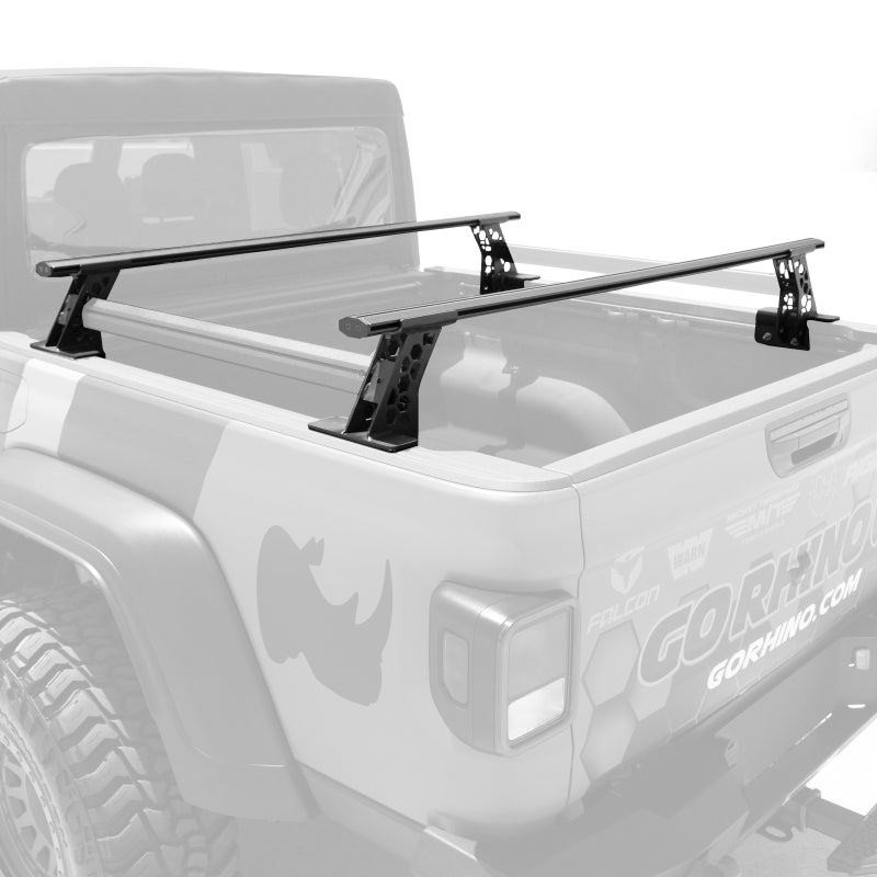 Go Rhino 15-22 Ford F-150 / 07-21 Toy. Tundra XRS Cross Bars Kit - Tex Blk (Attch Tonneau Cvr T-Trk) Go Rhino Truck Bed Rack AXOPROS