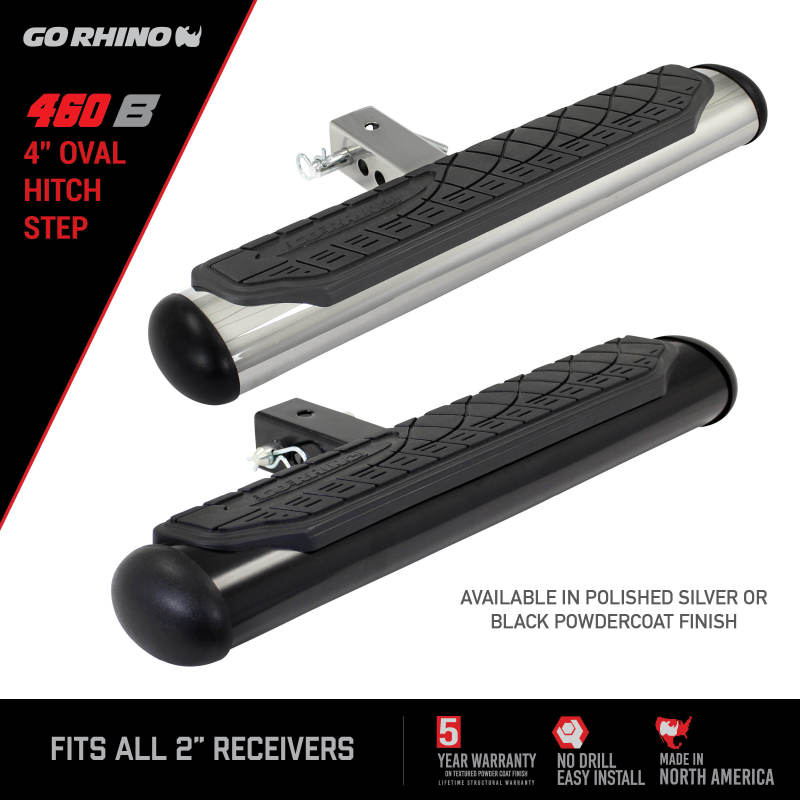 Go Rhino 4in Oval Hitch Step - Black Go Rhino Hitch Accessories  AXOPROS