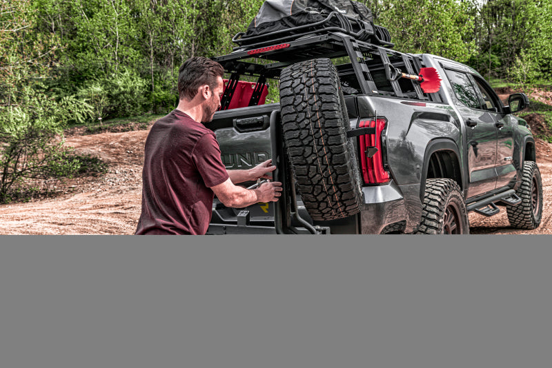 Go Rhino Swing-A-Way Hitch Mounted Tire Carrier (Lic. Plate Lights Not Included) - Textured Black Go Rhino Tire Carriers AXOPROS