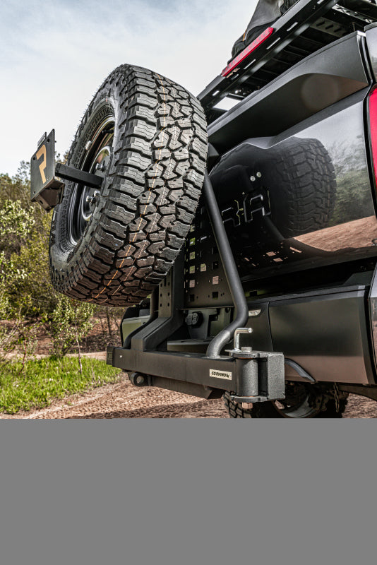 Go Rhino Swing-A-Way Hitch Mounted Tire Carrier (Lic. Plate Lights Not Included) - Textured Black Go Rhino Tire Carriers AXOPROS