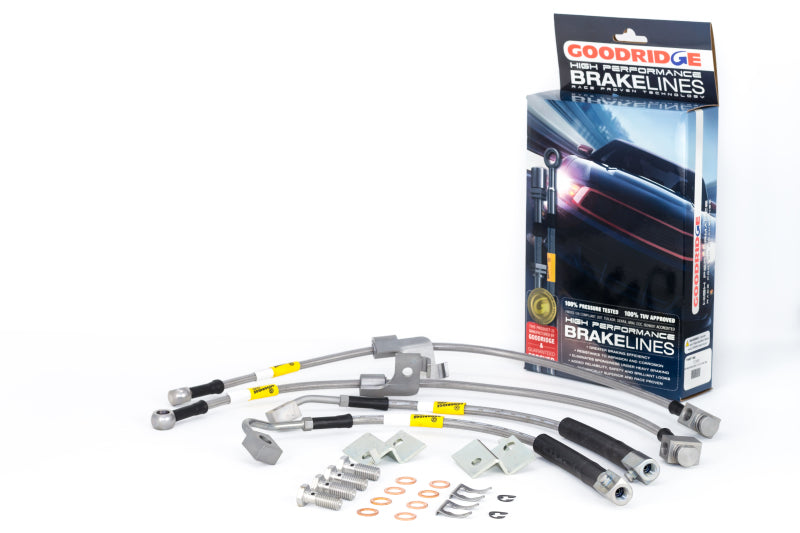 Goodridge 15-17 Ford Mustang GT Stainless Steel Brake Line Kit Goodridge Brake Line Kits AXOPROS