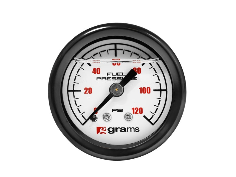Grams Performance Universal 0-120 PSI Fuel Pressure Guage - White Face Grams Performance Fuel Pressure Regulators AXOPROS