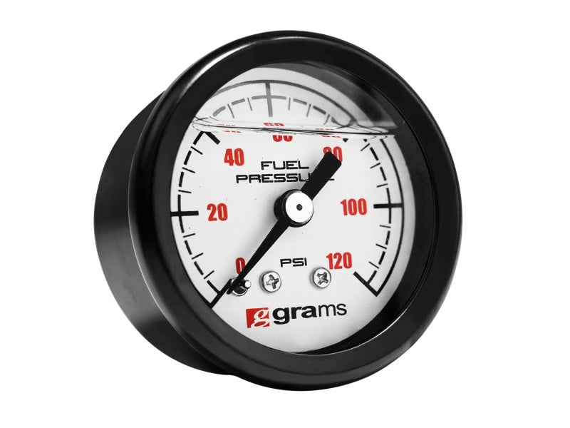 Grams Performance Universal 0-120 PSI Fuel Pressure Guage - White Face Grams Performance Fuel Pressure Regulators AXOPROS