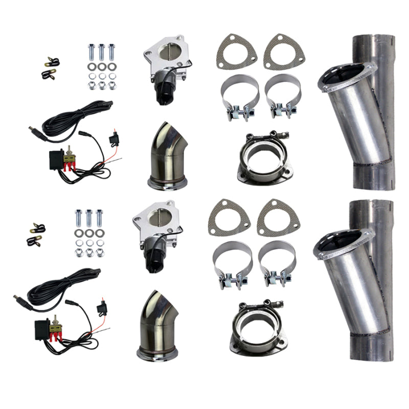 Granatelli 2.25in Alum Mild Steel Electronic Dual Slip Fit Exhaust Cutout w/Band Clamps Granatelli Motor Sports Exhaust Cutouts AXOPROS