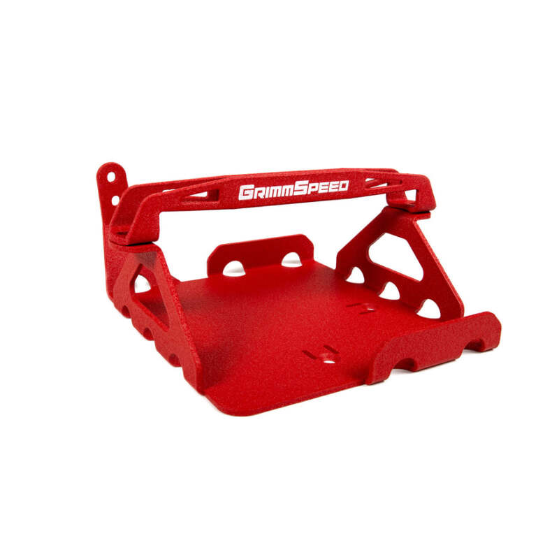 GrimmSpeed 08-14 Subaru WRX STI Lightweight Battery Mount Kit - Red GrimmSpeed Battery Tiedowns AXOPROS