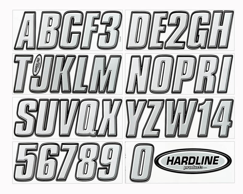 Hardline Boat Lettering Registration Kit 3 in. - 800 Silver/Black Hardline Stickers/Decals/Banners AXOPROS