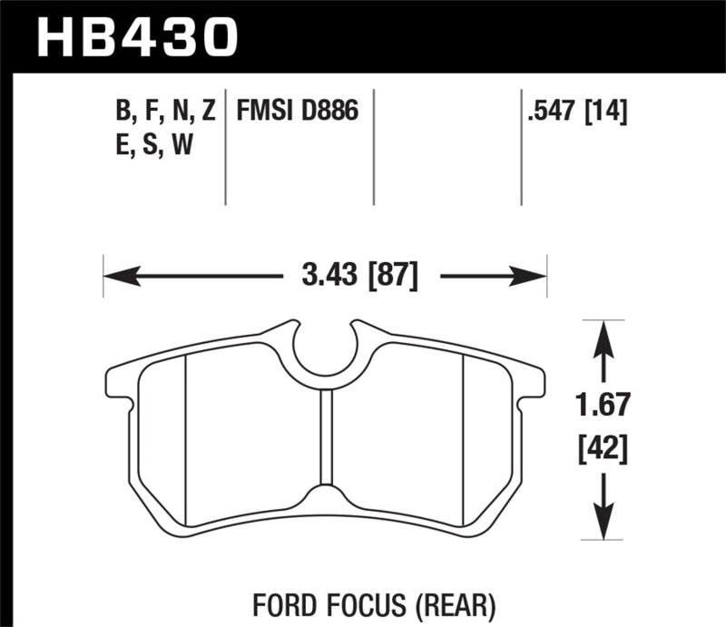 Hawk 00-07 Ford Focus DTC30 Rear Race Brake Pads Hawk Performance Brake Pads - Racing AXOPROS