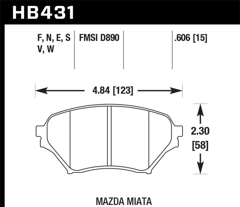Hawk 01-05 Miata w/ Sport Suspension HP+ Street Front Brake Pads D890 Hawk Performance Brake Pads - Performance AXOPROS