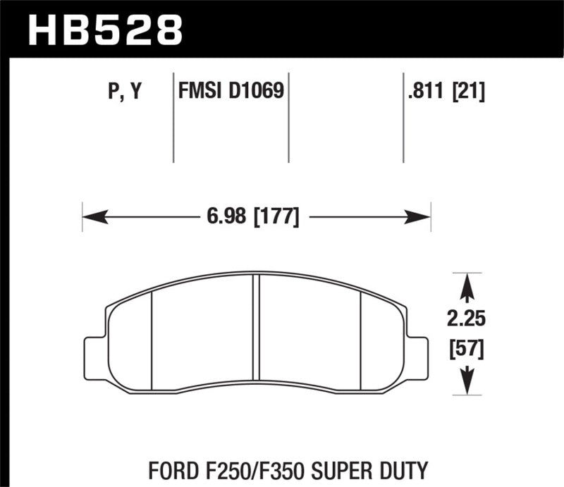 Hawk 05-11 Ford F250/F350 / 2011 Ford F550 SuperDuty Street Front Brake Pads Hawk Performance Brake Pads - Performance AXOPROS
