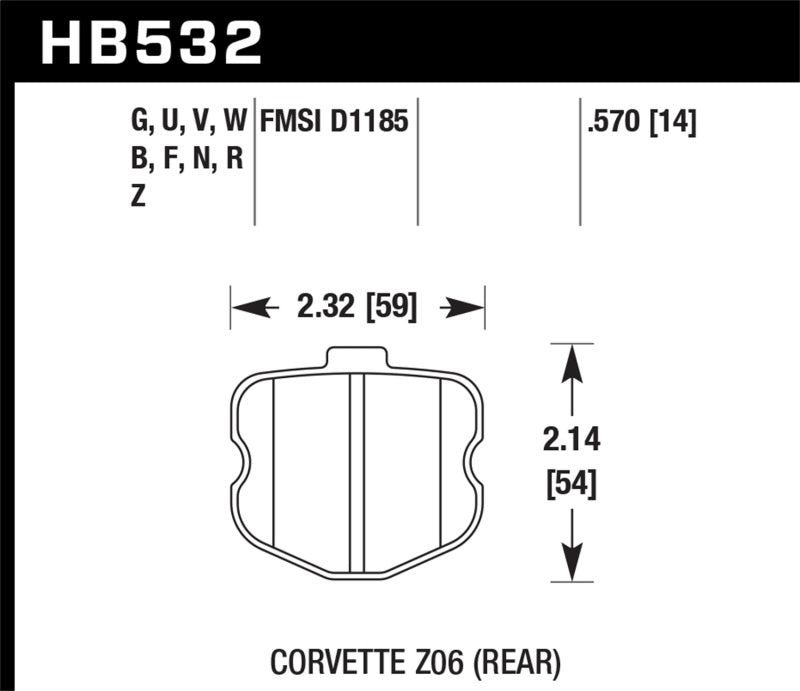 Hawk 06-10 Chevy Corvette (OEM Pad Design) Rear HP+ Sreet Brake Pads Hawk Performance Brake Pads - Performance AXOPROS