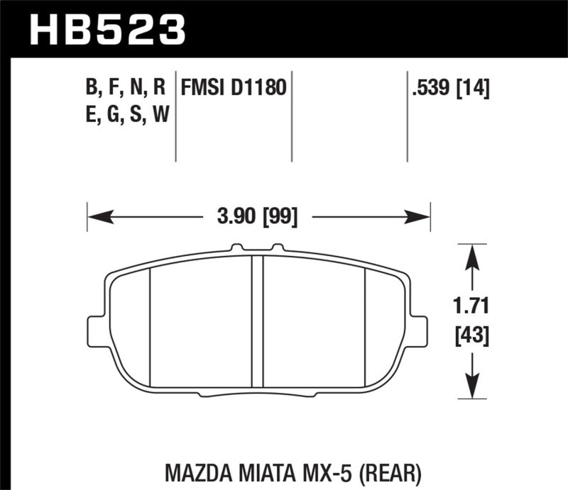 Hawk 06-10 Mazda Miata Mx-5 Base Blue 9012 Race Rear Brake Pads Hawk Performance Brake Pads - Racing AXOPROS