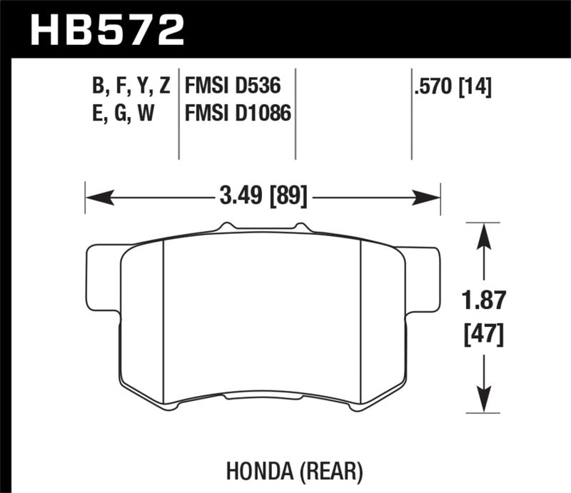 Hawk 07-08 Acura TL Type S / 99-08 Acura TL 3.2L HPS Street Rear Brake Pads Hawk Performance Brake Pads - Performance AXOPROS
