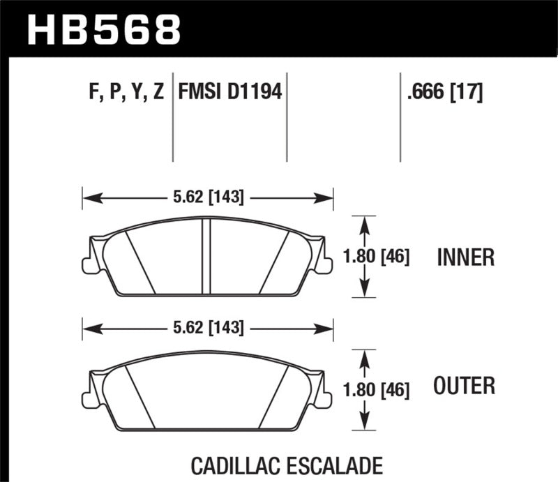 Hawk 07-08 Escalade 6.2 / 07-08 Avalanche Super Duty Rear Brake Pads Hawk Performance Brake Pads - Performance AXOPROS