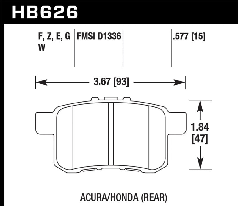 Hawk 08-10 Honda Accord 2.4L/3.0L/3.5L / 09-10 Acura TST 2.4L HPS Street Rear Brake Pads Hawk Performance Brake Pads - Performance AXOPROS
