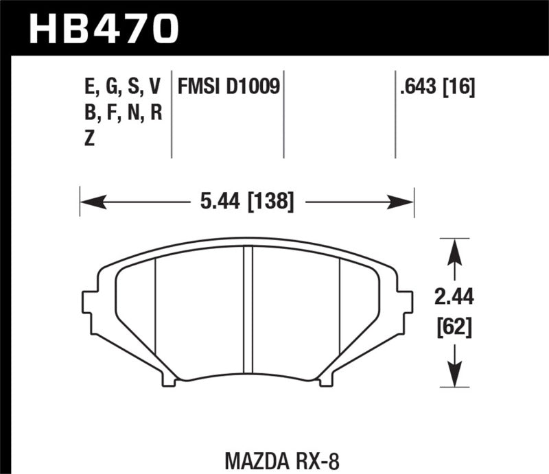 Hawk 08-10 Mazda RX-8 Grand Touring/Sport/Touring / 04-07 RX-8 DTC-60 Race Front Brake Pads Hawk Performance Brake Pads - Racing AXOPROS