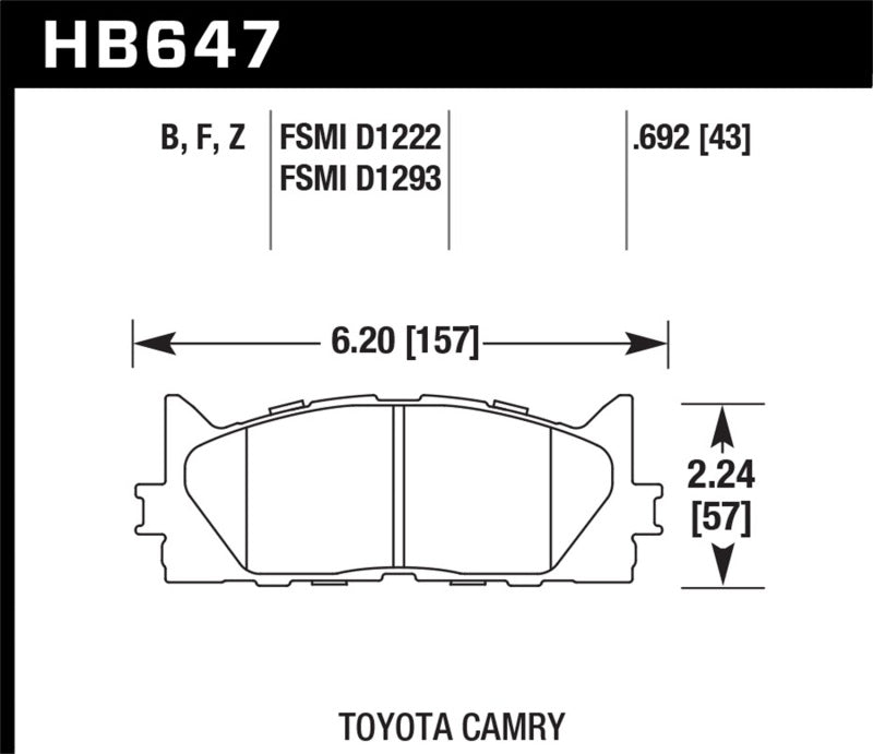 Hawk 10 Lexus ES350 / 07-11 Toyota Camry SE/XLE HPS Street Front Brake Pads Hawk Performance Brake Pads - Performance AXOPROS