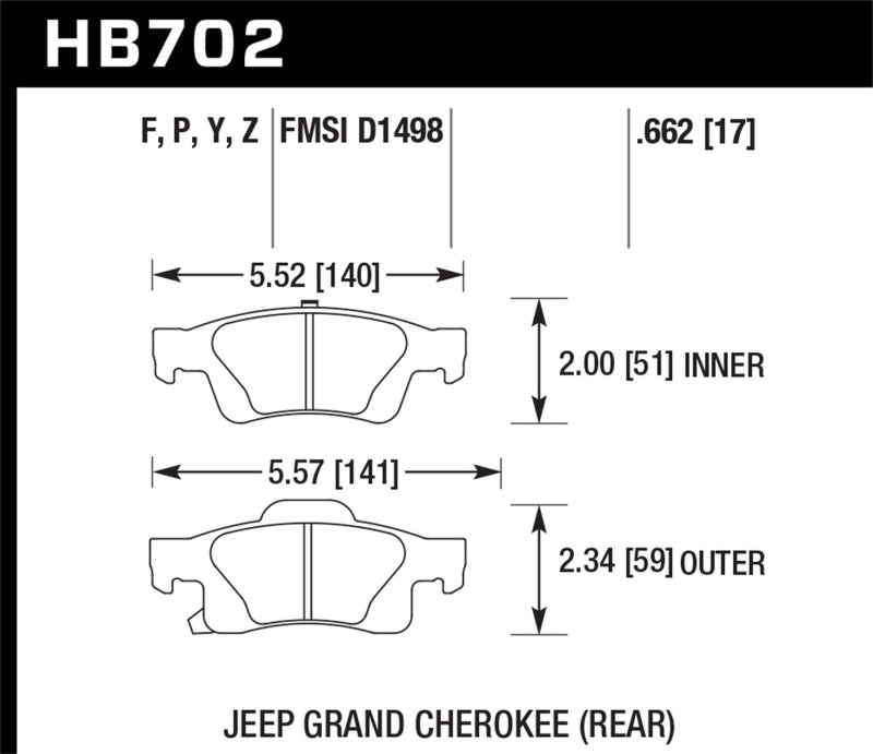 Hawk 11-12 Dodge Durango / 11-12 Jeep Grand Cherokee LTS Rear Street Brake Pads Hawk Performance Brake Pads - OE AXOPROS