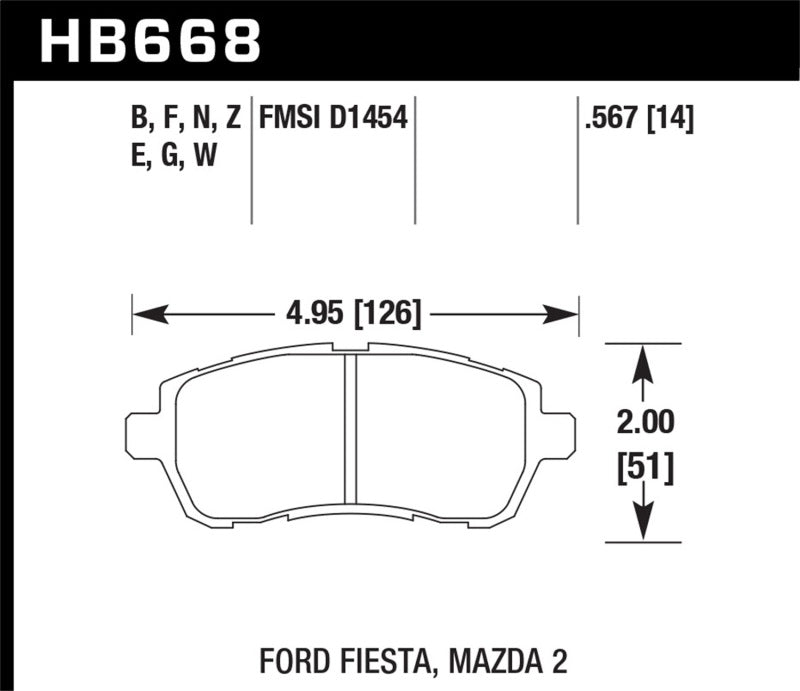Hawk 11-12 Ford Fiesta S/SE/SEL / 11-12 Mazda 2 Sport/Touring DTC-60 Front Race Brake Pads Hawk Performance Brake Pads - Racing AXOPROS