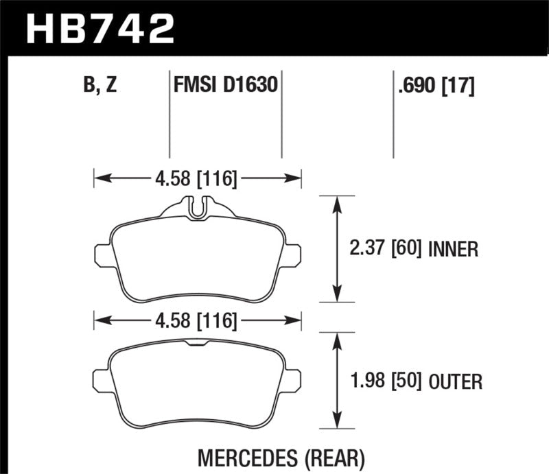 Hawk 12-15 Mercedes-Benz ML350/550 HPS 5.0 Rear Brake Pads Hawk Performance Brake Pads - Performance AXOPROS