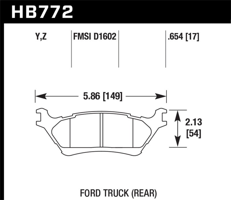 Hawk 12-16 Ford F-150 Performance Ceramic Street Rear Brake Pads Hawk Performance Brake Pads - Performance AXOPROS