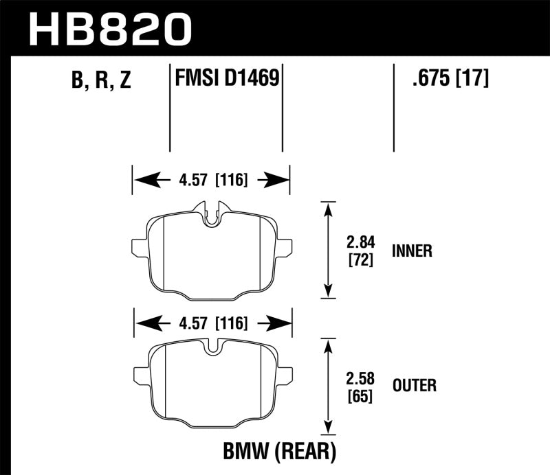 Hawk 12-17 BMW M6 / 14-17 BMW M6 Gran Coupe / 13-16 BMW M5 HPS 5.0 Rear Brake Pads Hawk Performance Brake Pads - Performance AXOPROS