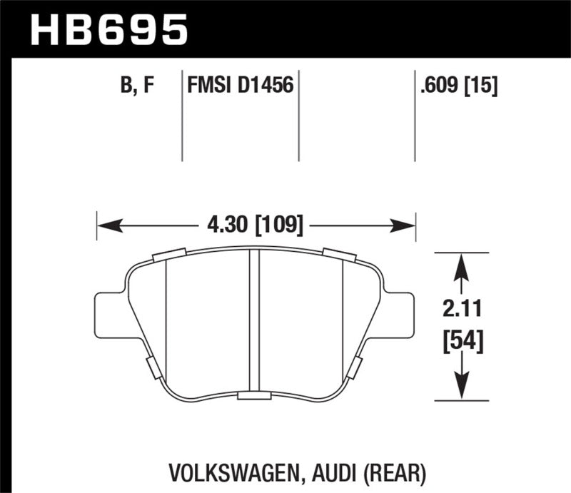 Hawk 12 Audi A3 / 11-12 VW Golf GTI/Jetta S/Jetta SE/Jetta SEL/Jetta TDI HPS Street Rear Brake Pads Hawk Performance Brake Pads - Performance AXOPROS