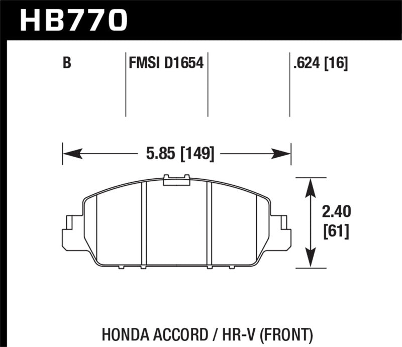 Hawk 13-17 Honda Accord HPS 5.0 Front Brake Pads Hawk Performance Brake Pads - Performance AXOPROS