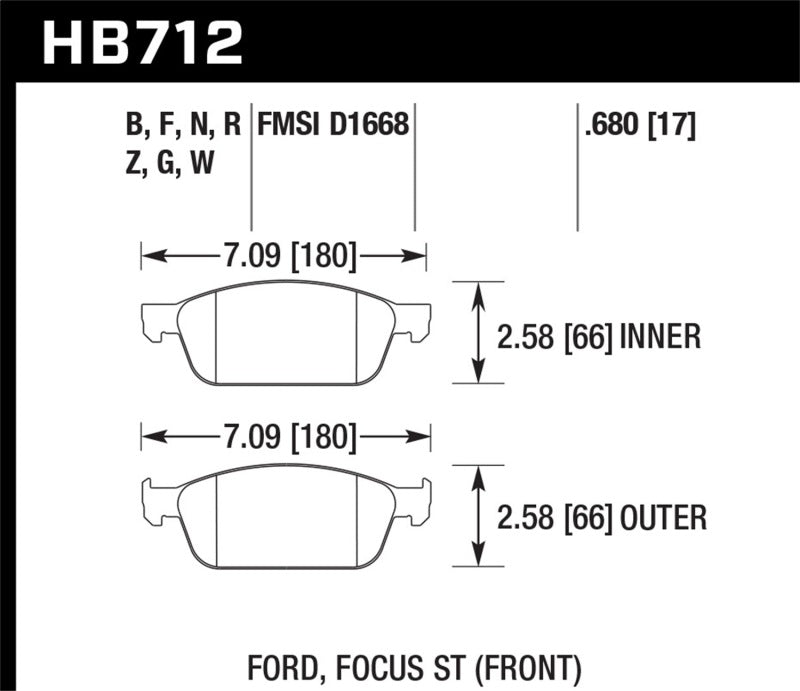 Hawk 13 Ford Focus HPS Front Street Brake Pads Hawk Performance Brake Pads - Performance AXOPROS