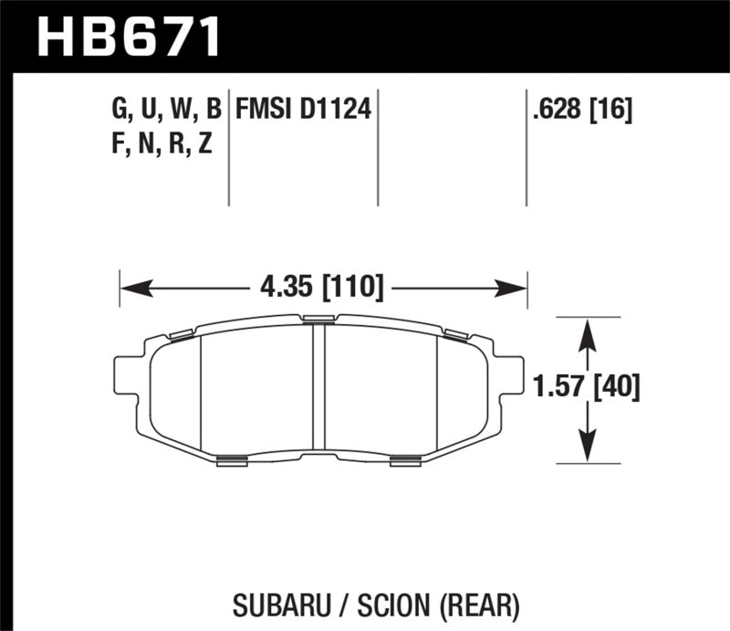 Hawk 13 Scion FR-S / 13 Subaru BRZ/10-12 Legacy 2.5 GT/3.6R DTC-60 Race Rear Brake Pads Hawk Performance Brake Pads - Racing AXOPROS