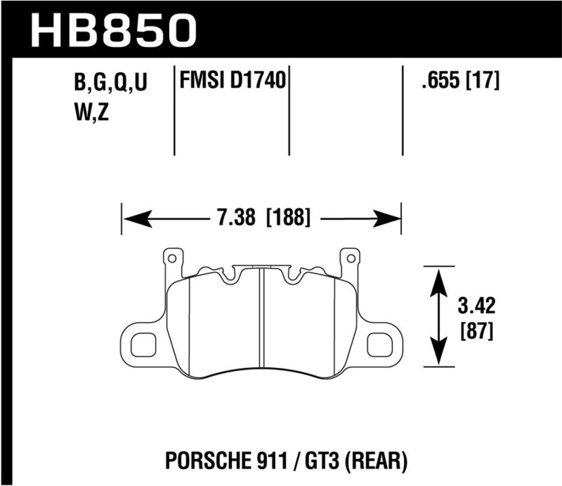 Hawk 14-17 Porsche 911 GT3 DTC-60 Race Rear Brake Pads Hawk Performance Brake Pads - Racing AXOPROS