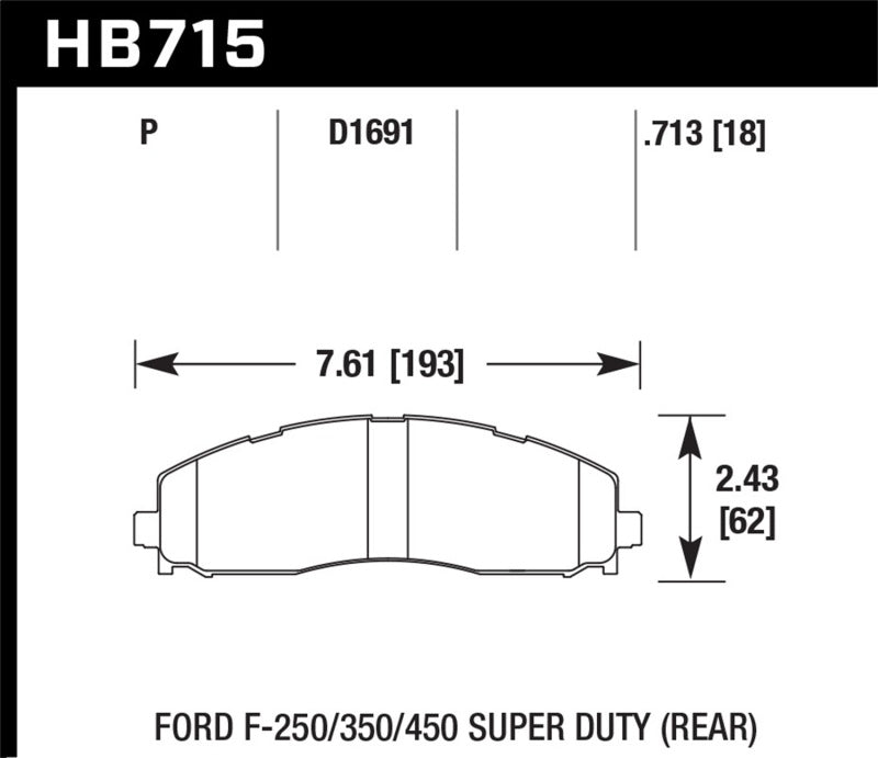 Hawk 15-17 Ford F-250/350 LTS Street Rear Brake Pads Hawk Performance Brake Pads - OE AXOPROS