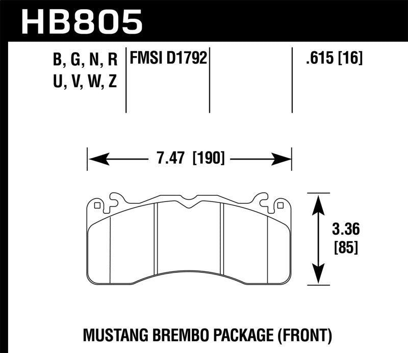 Hawk 15-17 Ford Mustang Brembo Package DTC-60 Front Brake Pads Hawk Performance Brake Pads - Racing AXOPROS