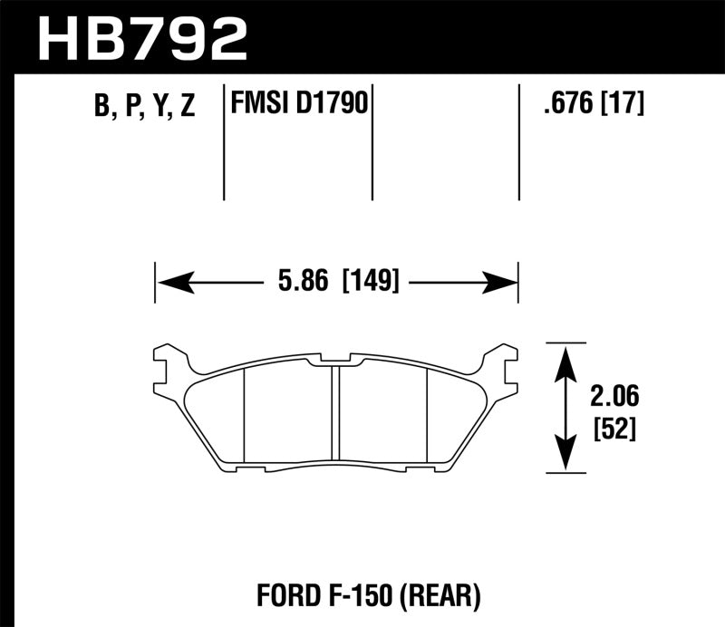 Hawk 15 Ford F-150 LTS Street Rear Brake Pads Hawk Performance Brake Pads - OE AXOPROS