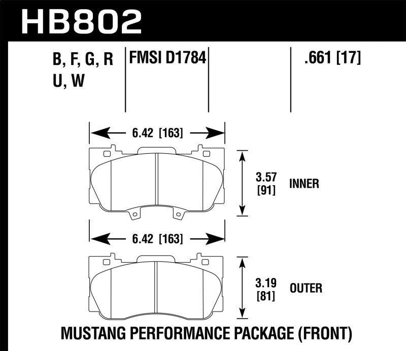 Hawk 16-17 Ford Mustang HP+ Street Front Brake Pads Hawk Performance Brake Pads - Performance AXOPROS