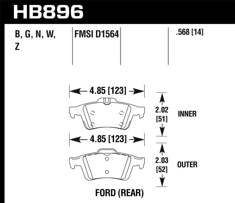 Hawk 16-18 Ford Focus RS HP+ Street Rear Brake Pads Hawk Performance Brake Pads - Performance AXOPROS