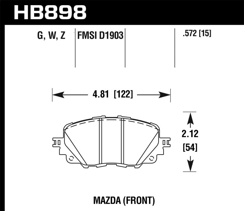 Hawk 17-19 Fiat 124 Spider HPS 5.0 Front Brake Pads Hawk Performance Brake Pads - Performance AXOPROS